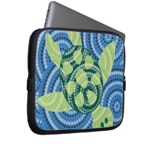Aboriginal turtle dot painting laptop sleeve