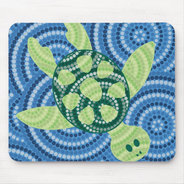 Aboriginal turtle dot painting mouse mat (Front)