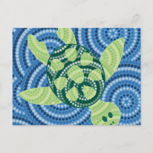 Aboriginal turtle dot painting postcard