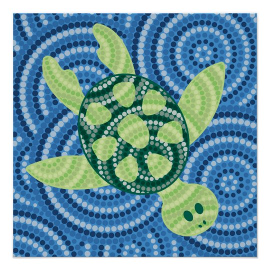 Aboriginal turtle dot painting poster Zazzle.co.uk