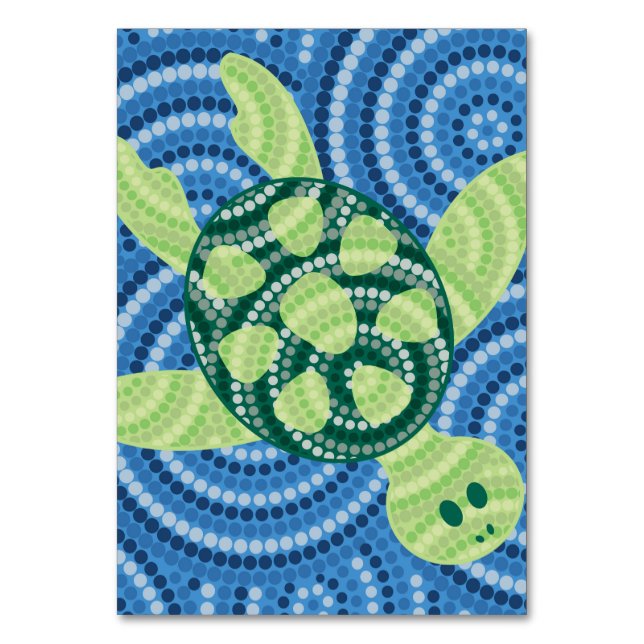 Aboriginal turtle dot painting table number (Front)
