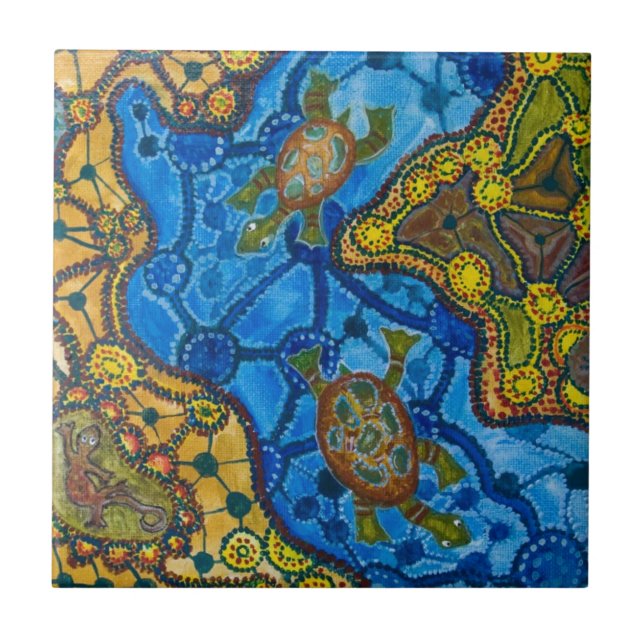 Aboriginal Turtles Painting Tile (Front)