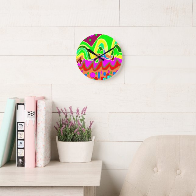 ABORIGINAL TYPE ART ABSTRACT ROUND CLOCK (Reading Room)