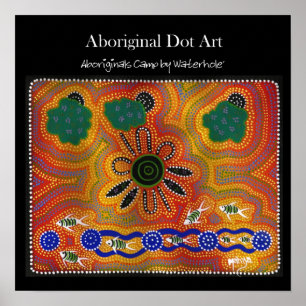 Aboriginals Camp by Waterhole Poster