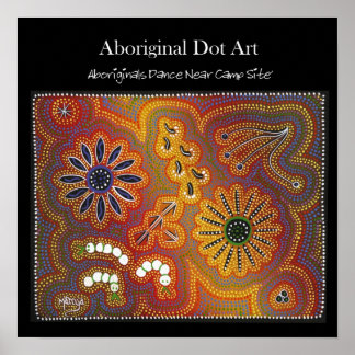 Aboriginals Dance Near Camp Fire Poster