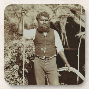Aborigine with a Boomerang, c.1860s (sepia photo) Coaster