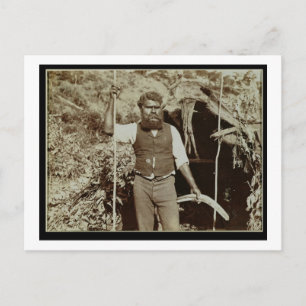 Aborigine with a Boomerang, c.1860s (sepia photo) Postcard
