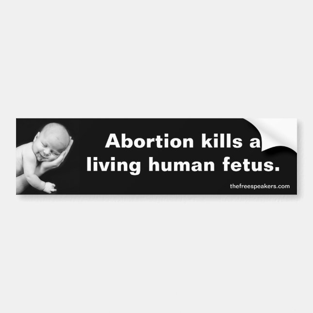 Abortion kills a living human foetus. bumper sticker (Front)
