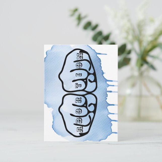 Abortion Knuckle Tattoos Postcard (Standing Front)