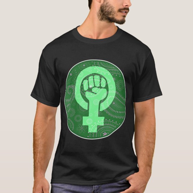 Abortion Rights Feminist Fist Green Bandanna Pro C T-Shirt (Front)