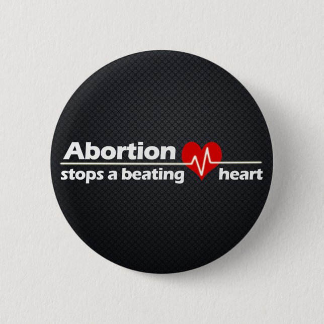 Abortion Stops a Beating Heart, Pro-Life 6 Cm Round Badge (Front)