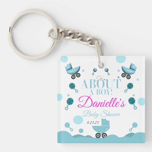 About a Boy Baby Shower Invite Invitation Gift Bag Key Ring (Front)