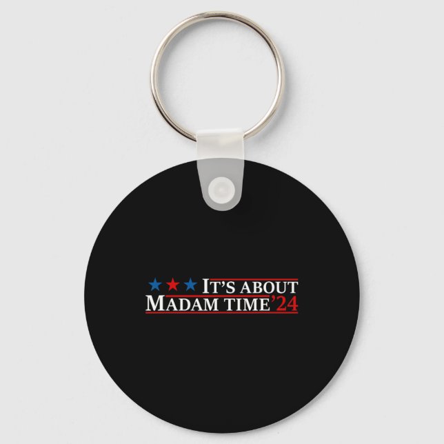 About Madam Time Harris 2024 Kamala Childless Cat  Key Ring (Front)