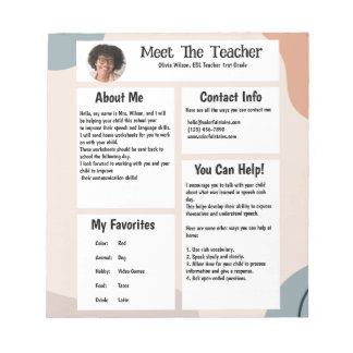 About Me - Meet the Teacher Notepad