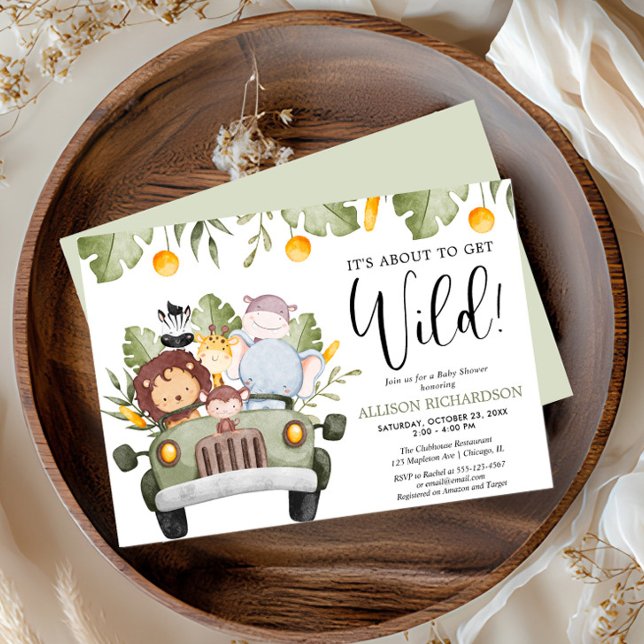 About to get Wild Safari animals boy baby shower Invitation (Creator Uploaded)