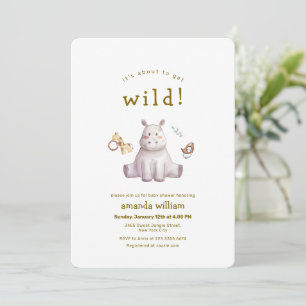About To Get Wild Safari Hippo Toys Baby Shower  Invitation