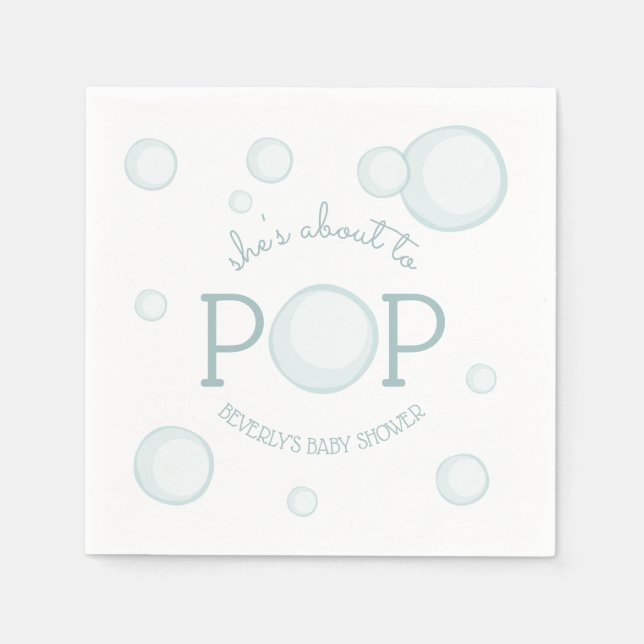 About to Pop  Bubbles Baby Shower Napkin (Front)