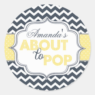 About to Pop Chic Chevron Baby Shower Stickers