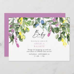 About to Pop Wildflower Lavender Baby Shower Invitation