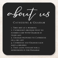 About Us Couple Facts Trendy Modern Black Wedding