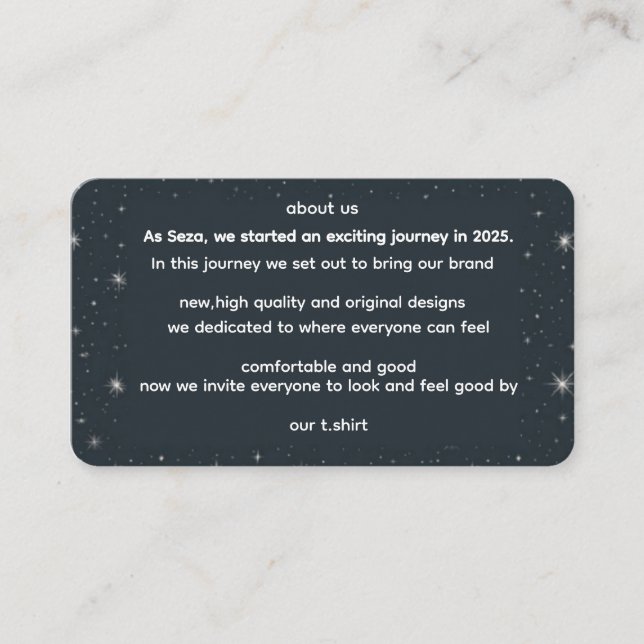 ABOUT US ENCLOSURE CARD (Front)