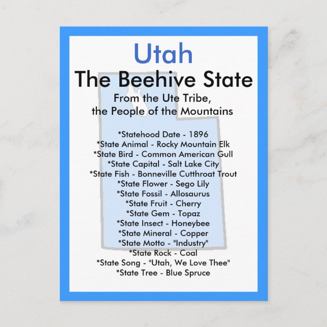 About Utah Postcard (Front)