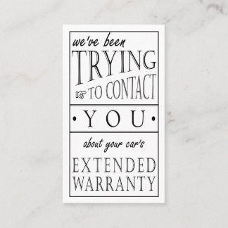 About Your Car's Extended Warranty Business Card