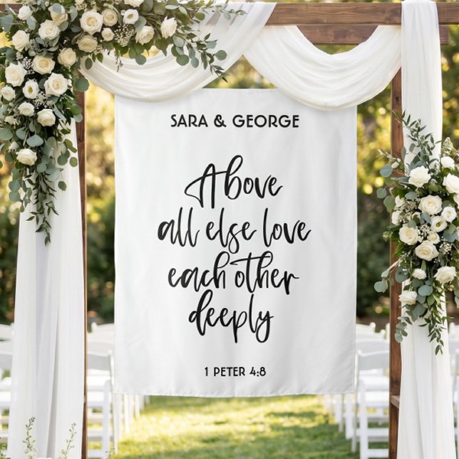 Above All Else Love Each Other Deeply Wedding Sign Tapestry (Creator Uploaded)
