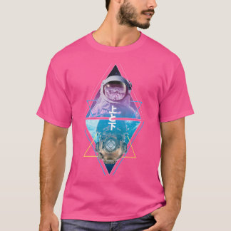 Above And Below Astronaut Space Helmet Diver Divin T-Shirt