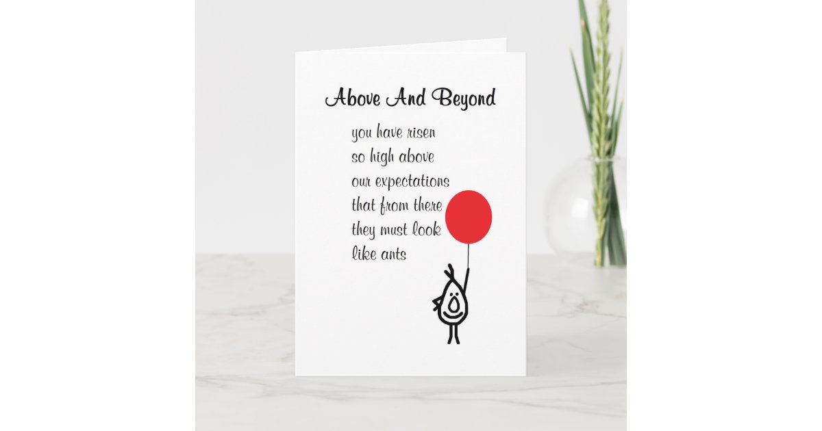 Above And Beyond An Employee Appreciation Poem Thank You Card
