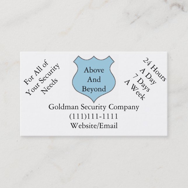Above and Beyond Security Company Business Cards (Front)