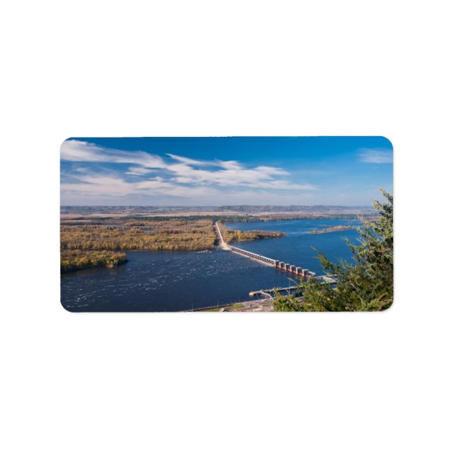 Above Mississippi River and Dam at Alma Label (Front)