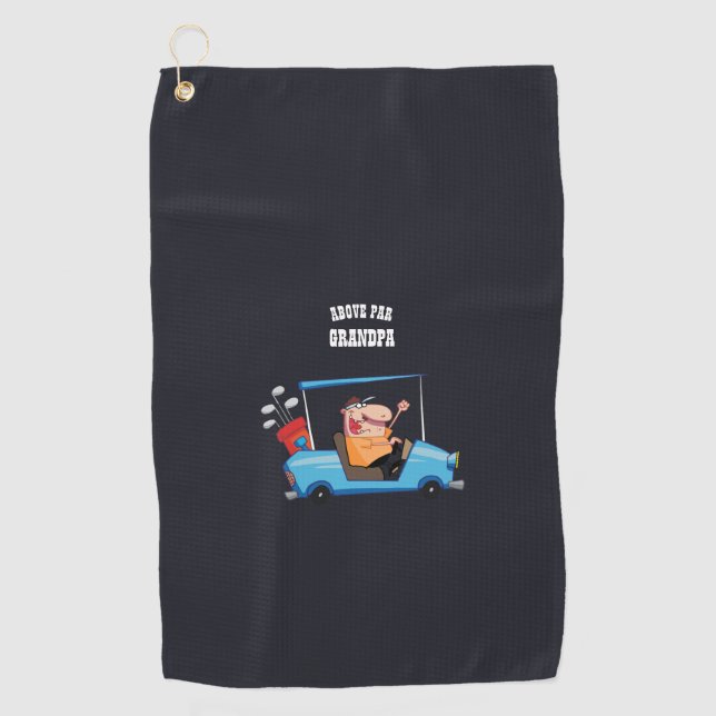 Above PAR GRANDPA - Funny Golf Grandfather Golfer Golf Towel (Front)