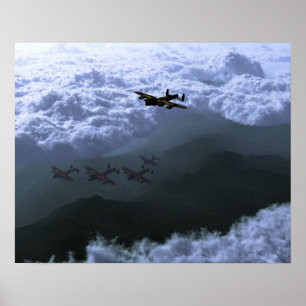 Above the sea of clouds Lancaster Bombers Poster