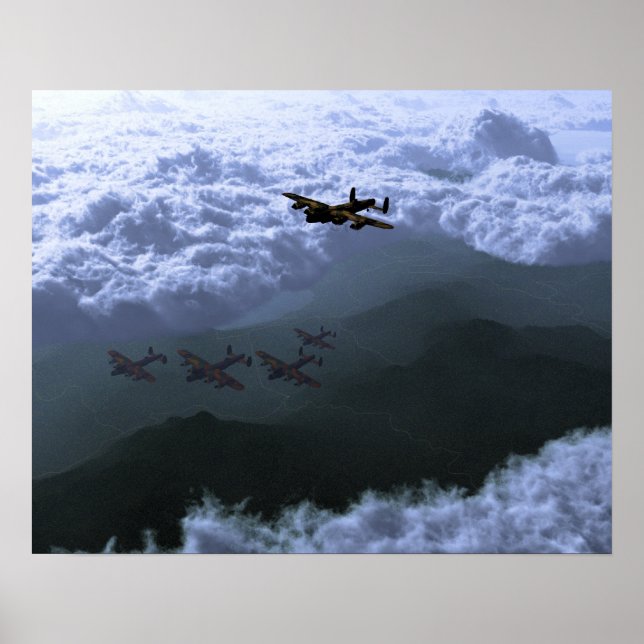 Above the sea of clouds Lancaster Bombers Poster (Front)