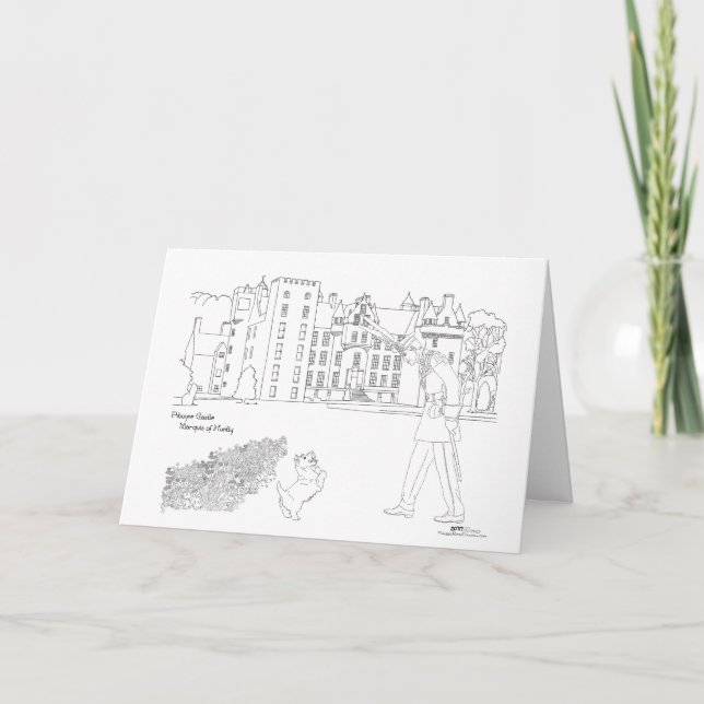 Aboyne Castle Archer and Scottie Dog Card (Front)