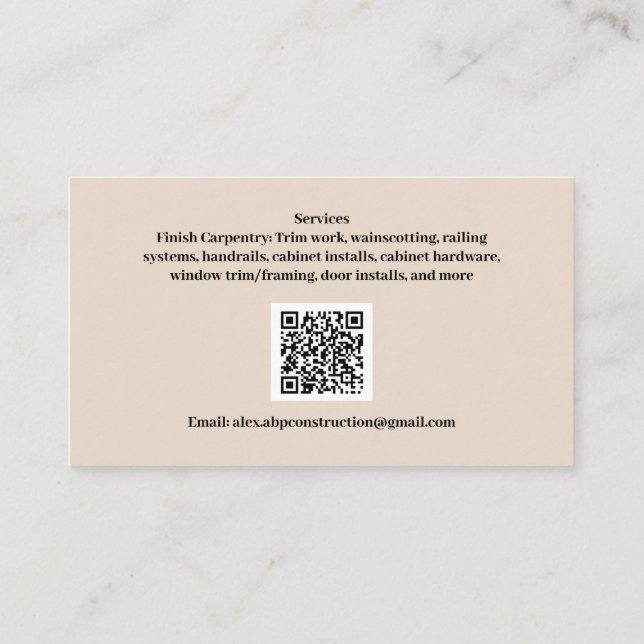 ABP Construction LLC Business Cards  (Back)