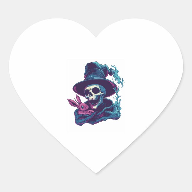 Abra-Cadabra Bones – Funny Magic Skull Heart Sticker (Front)