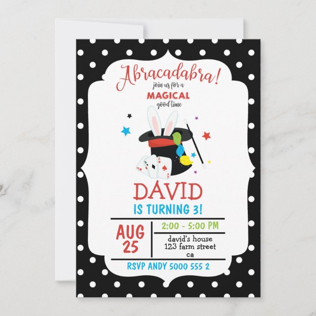 Abracadabra Magician Boy Birthday Magic Party Invitation (Front)