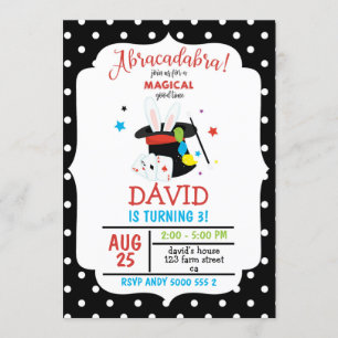 Abracadabra Magician Boy Birthday Magic Party Invitation