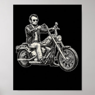 Abraham Abe Lincoln Motorcycle Aamerican Biker Usa Poster