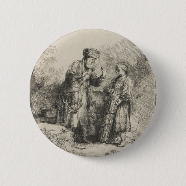 Abraham and Isaac 6 Cm Round Badge (Front)