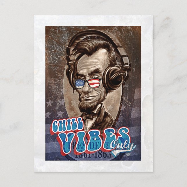 Abraham Chillincoln Lincoln Music Headphones Postcard (Front)