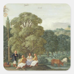 Abraham entertaining the Three Angels Square Sticker
