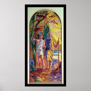 Abraham going to offer Isaac his son Poster