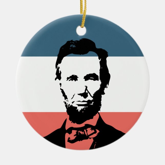 Abraham Lincoln 16th President Ceramic Tree Decoration (Front)