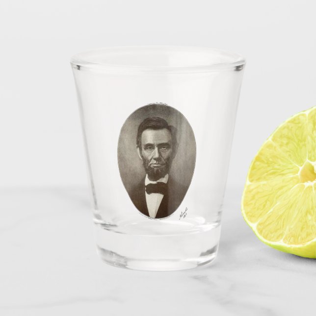 Abraham Lincoln 16th President of The USA Portrait Shot Glass (Front)