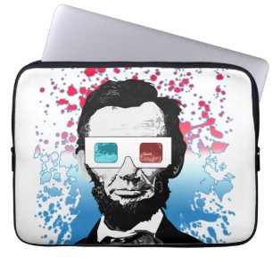 Abraham Lincoln 3D Glasses Patriotic Red Blue Laptop Sleeve