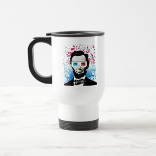 Abraham Lincoln 3D Glasses Patriotic Splatter Travel Mug