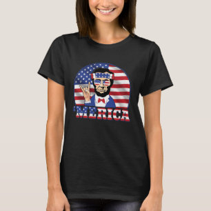 Abraham Lincoln 4th of July American Flag Rock On T-Shirt